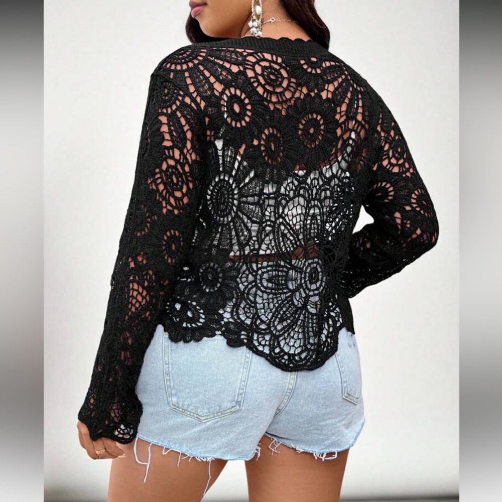 Cream Crochet Cardigan - Picture 5 of 16